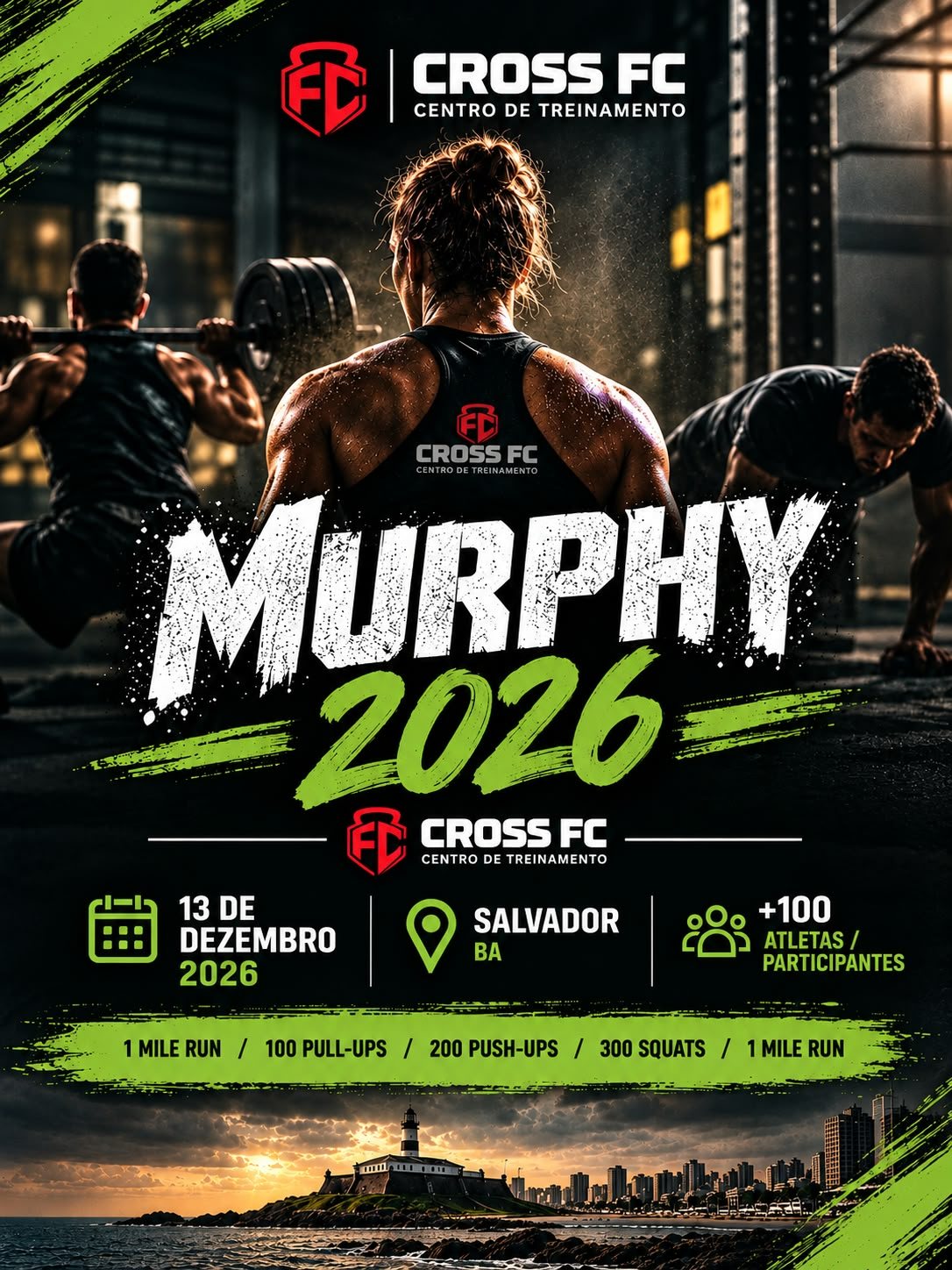 Flyer do Murphy 2026 da Cross FC, dia 13 de dezembro em Salvador
